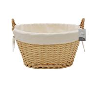Jvl Handwoven Acacia Oval Laundry Willow Storage Basket With Lining, Honey Finish