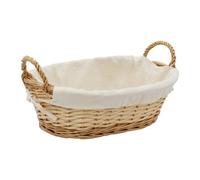Jvl Hand Woven Acacia Oval Willow Storage Basket With Lining, Honey Finish
