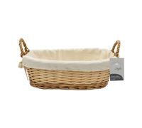 JVL Hand Woven Acacia Oval Willow Storage Basket with Lining, Honey Finish