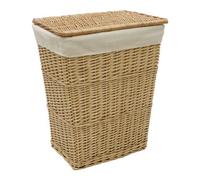 Jvl Hand Woven Acacia Rectangular Laundry Willow Basket With Lid, Honey Finish