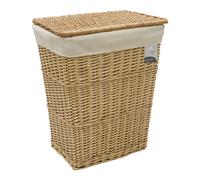Hand Woven Acacia Rectangular Laundry Willow Basket with Lid JVL Gold M