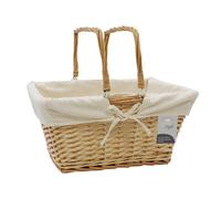 Hand Woven Acacia Rectangular Willow Shopping Basket with Handles JVL Gold S