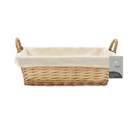 JVL Hand Woven Acacia Rectangular Willow Storage Basket with Lining in Gold | Size: Small JVL Gold S