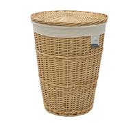Jvl Handwoven Acacia Round Laundry Willow Basket With Lid, Honey Finish