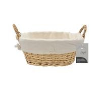Jvl Hand Woven Acacia Round Willow Storage Basket With Lining, Honey Finish