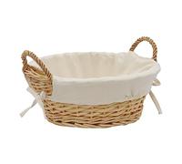JVL Hand Woven Acacia Round Willow Storage Basket with Lining, Honey Finish