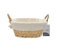 JVL Hand Woven Acacia Round Willow Storage Basket with Lining, Honey Finish