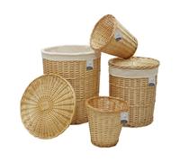 Jvl Handwoven Acacia Round Willow Baskets, Honey Finish