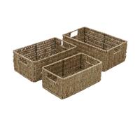 JVL Seagrass Set of 3 Rectangular Storage Baskets