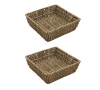 Jvl Hand Woven Seagrass Square Storage Tray, 4.2L Capacity, Set Of 2