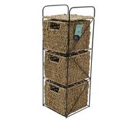 JVL Hand Woven Seagrass Storage Tower - 3 Drawer