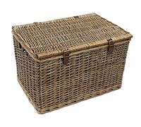 JVL Handmade Buff Wicker Hampers with Faux Leather Straps, Extra Large