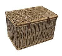 Jvl Handmade Buff Wicker Hampers With Faux Leather Straps, Extra Large