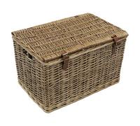 Jvl Handmade Buff Wicker Hampers With Faux Leather Straps, Large