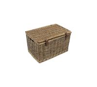 JVL Handmade Buff Wicker Hampers with Faux Leather Straps, Large in Natural JVL Natural