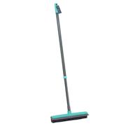 JVL Indoor Extendable Rubber Bristle Brush Broom with Squeegee, Grey/Turquoise