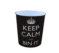 JVL Keep calm and bin it black waste paper bin 25x26.5cm 100% polypropylene