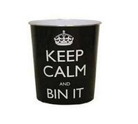JVL Keep Calm And Bin It Waste Paper Bin Small 9L Bathroom Bedside Portable Office Dustbin
