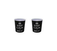 JVL Pair of Black Keep calm and bin it waste paper bin 25 x 26.5cm