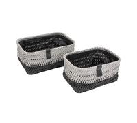 JVL Kenzi Set of 2 Rectangular Storage Baskets with Lids, Practical Home Organisation, Light Grey