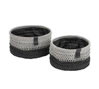 JVL Kenzi Set of 2 Round Storage Baskets, Home Tidy Solutions, Light Grey