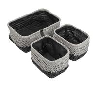 JVL Kenzi Set of 3 Rectangular Storage Baskets, Home Tidy Solution, Light Grey