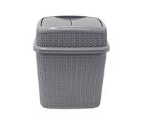 JVL Knit Design Loop Plastic 10 Litre Push Top Bin, Grey