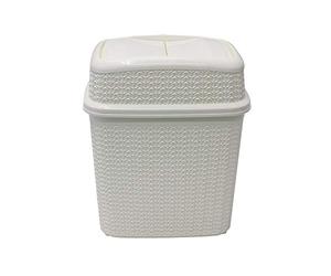 JVL Knit Design Loop Plastic 10 Litre Push Top Bin, White