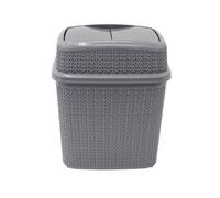 Jvl Knit Design Loop Plastic Push Top Bin, Grey