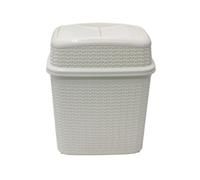 Jvl Knit Design Loop Plastic Push Top Bin, Ivory