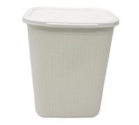 Jvl Knit Design Loop Plastic Rectangular Lidded Washing Laundry Basket, Ivory