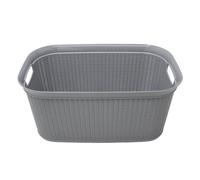 Jvl Knit Design Loop Plastic Rectangular Linen Washing Basket With Handles, Grey