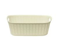 JVL Knit Design Loop Plastic Rectangular Small Storage Basket with Handles, 3 Litres, White,13-354WH