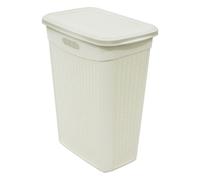 JVL Knit Design Slim Lidded Laundry Basket - White