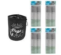 JVL Large Black Peg Bag with 144 Plastic Clothes Pegs - Hanging Laundry Peg Holder - Assorted Colours