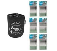 JVL Large Black Peg Bag with 144 Plastic Dolly Clothes Pegs - Traditional Hanging Peg Holder - Assorted Colours