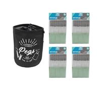 JVL Large Black Peg Bag with 192 Large Plastic Clothes Pegs - Hanging Laundry Peg Storage for Washing Line - Assorted Colours