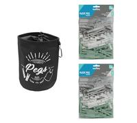 JVL Large Black Peg Bag with 200 Plastic Clothes Pegs - Extra Capacity Hanging Peg Holder - Assorted Colours