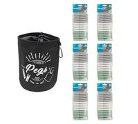 JVL Large Black Peg Bag with 72 Large Plastic Clothes Pegs - Hanging Laundry Peg Storage - Assorted Colours