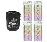 JVL Large Black Peg Bag with 96 Soft Touch Clip Clothes Pegs - Hanging Peg Storage - Assorted Colours