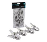Jvl Large Clamp Clip Beach Towel Pegs, Pack Of 4, Grey