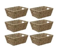 Jvl Large Hand Woven Seagrass Rectangular Storage Baskets, 14L, Set Of 6