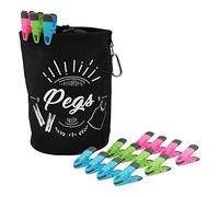 Large Peg Bag with 120 Prism Soft Touch Clip Pegs - Black
