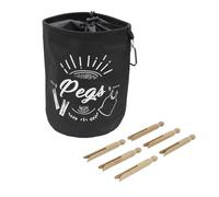 JVL Large Peg Bag with 216 Wooden Dolly Pegs, Brown