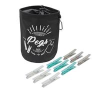 JVL Large Peg Bag with 72 Large Stong Plastic Pegs, Aqua