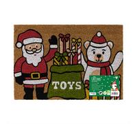 Jvl Latex Backed Coir Entrance Doormat, 40X58Cm, Santa