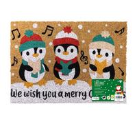 JVL Latex Christmas Coir Door Mat - 40 x 58cm - Santa in Red | Size: 40 cm x 60 cm JVL Red 40 cm x 60 cm