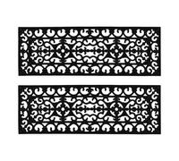 JVL Lexi Wrought Iron Effect Rubber Step Mat, Black, 25x75cm - Set of 2