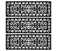JVL Lexi Wrought Iron Effect Rubber Step Mat, Black, 25x75cm - Set of 3