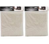 JVL Log Basket Cotton Lining, Medium, Cream (Pack of 2)